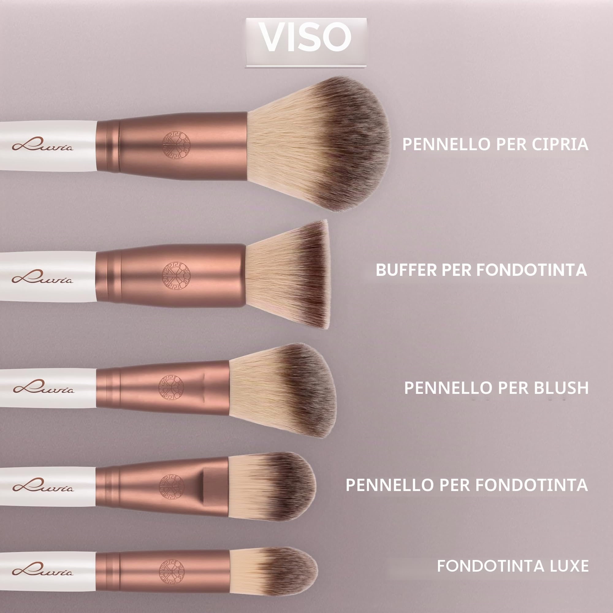 Set di pennelli Make-Up di Luvia, pennelli per il trucco con porta pennelli e sacchetto di raso per pennelli cosmetici, set di pennelli di bellezza Prime Vegan