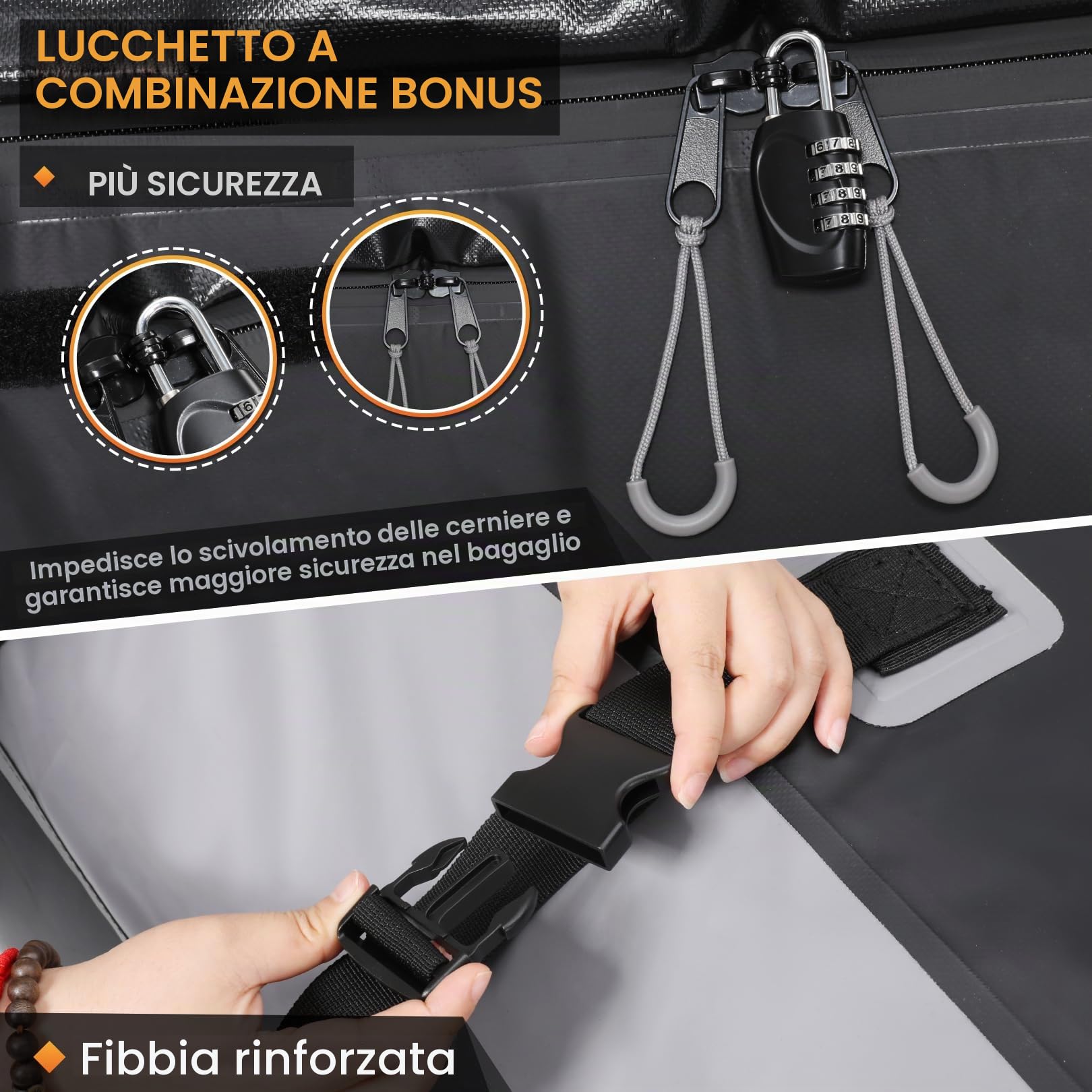 Sailnovo Box Tetto Auto Box Portapacchi per Auto 580L Borsa da Trasporto Impermeabile inclusi tappetino antiscivolo 6 ganci di sicurezza, e custodia per auto con o senza portapacchi (Grigio-Nero)
