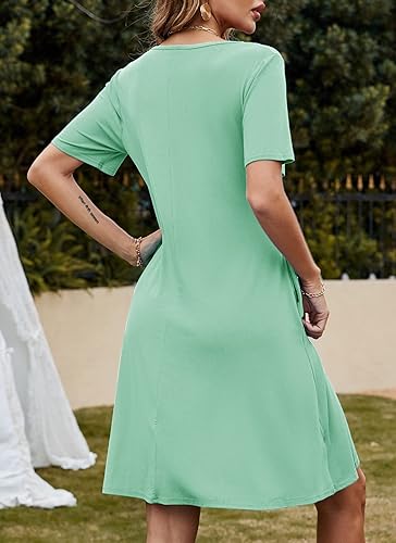 Miniatura 3 de FZ FANTASTIC ZONE - Vestido informal de verano para mujer, estilo camiseta, holgado, de manga corta y con bolsillos