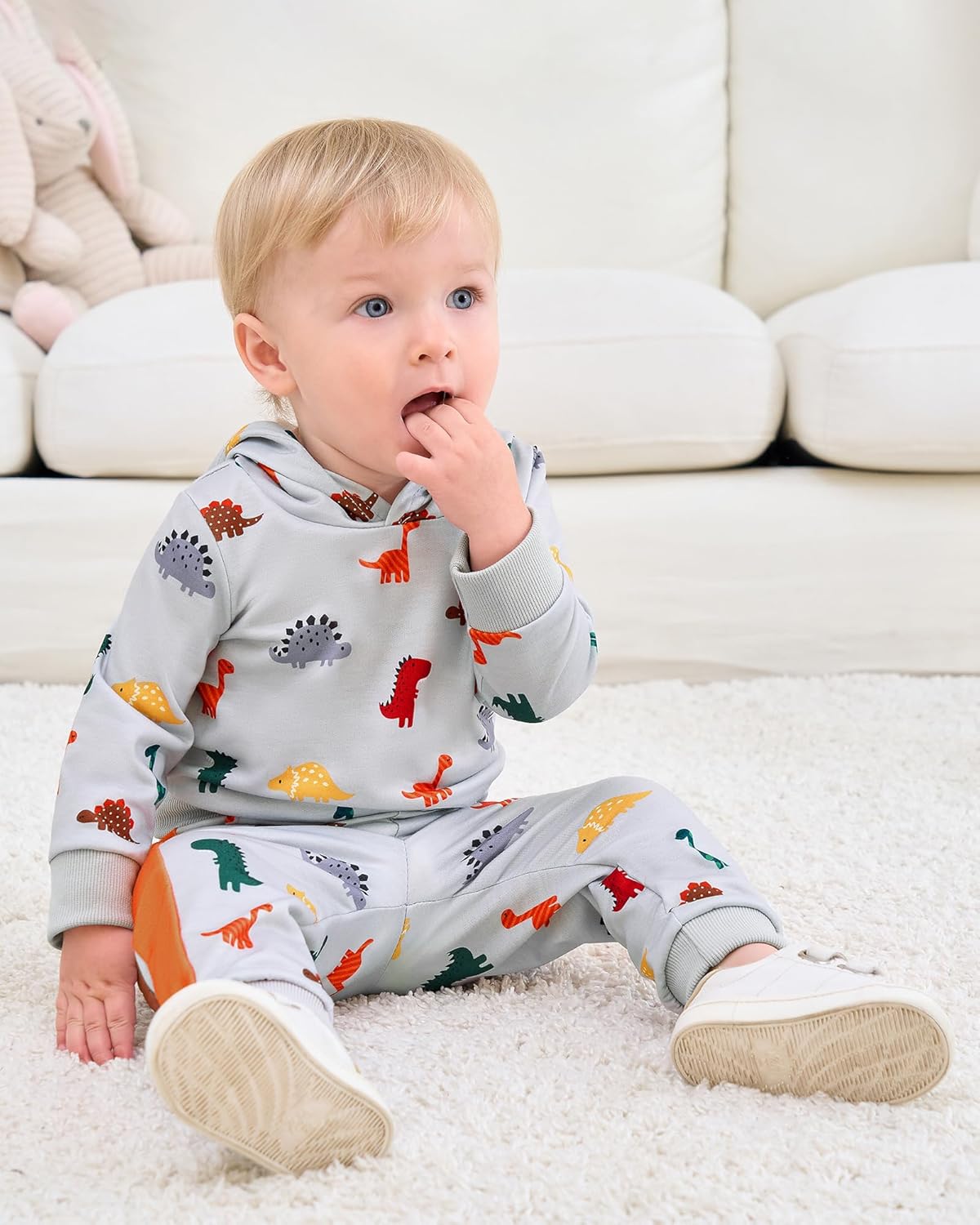 Baby Boy Clothes Infant Toddler Fall Winter Outfits Little Dinosaur Printed Long Sleeve Hoodie Tops+Pants 2Pcs Set - Image 2