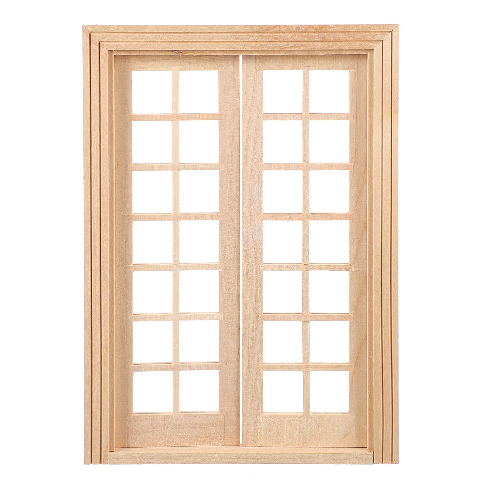 DOITOOL Dollhouse Double Doors 1: 12 Scale Dollhouse Accessories DIY Miniature Doors and Windows 28 Panes Doll House Furniture Miniature Window Frames Doll House Building Materials