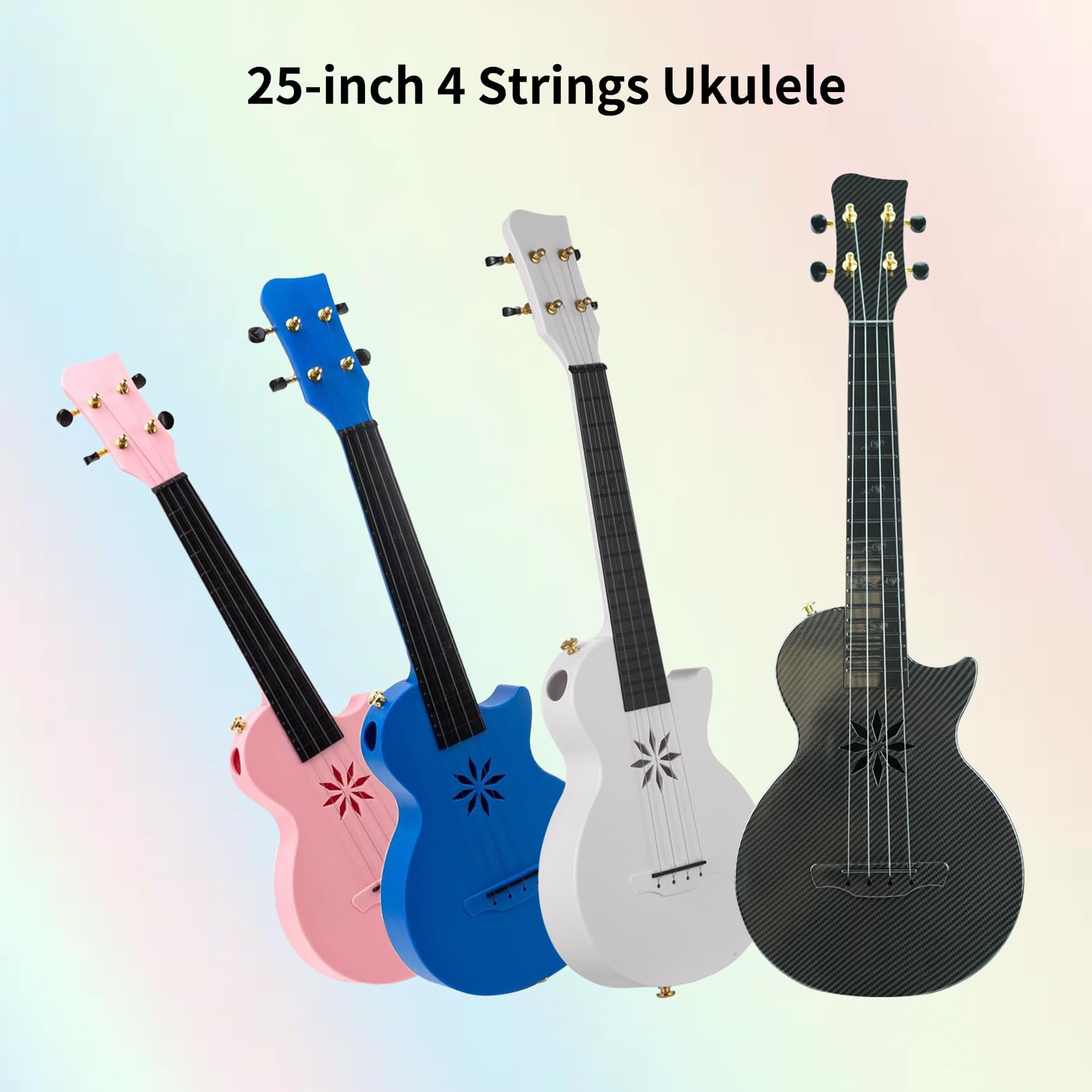 Ukulele da 25 Pollici 4 Corde Ukulele in Fibra di Carbonio Uke Portatile con Borsa per Il Trasporto per Principianti Adulti Adolescenti Strumento a Corde Professionale