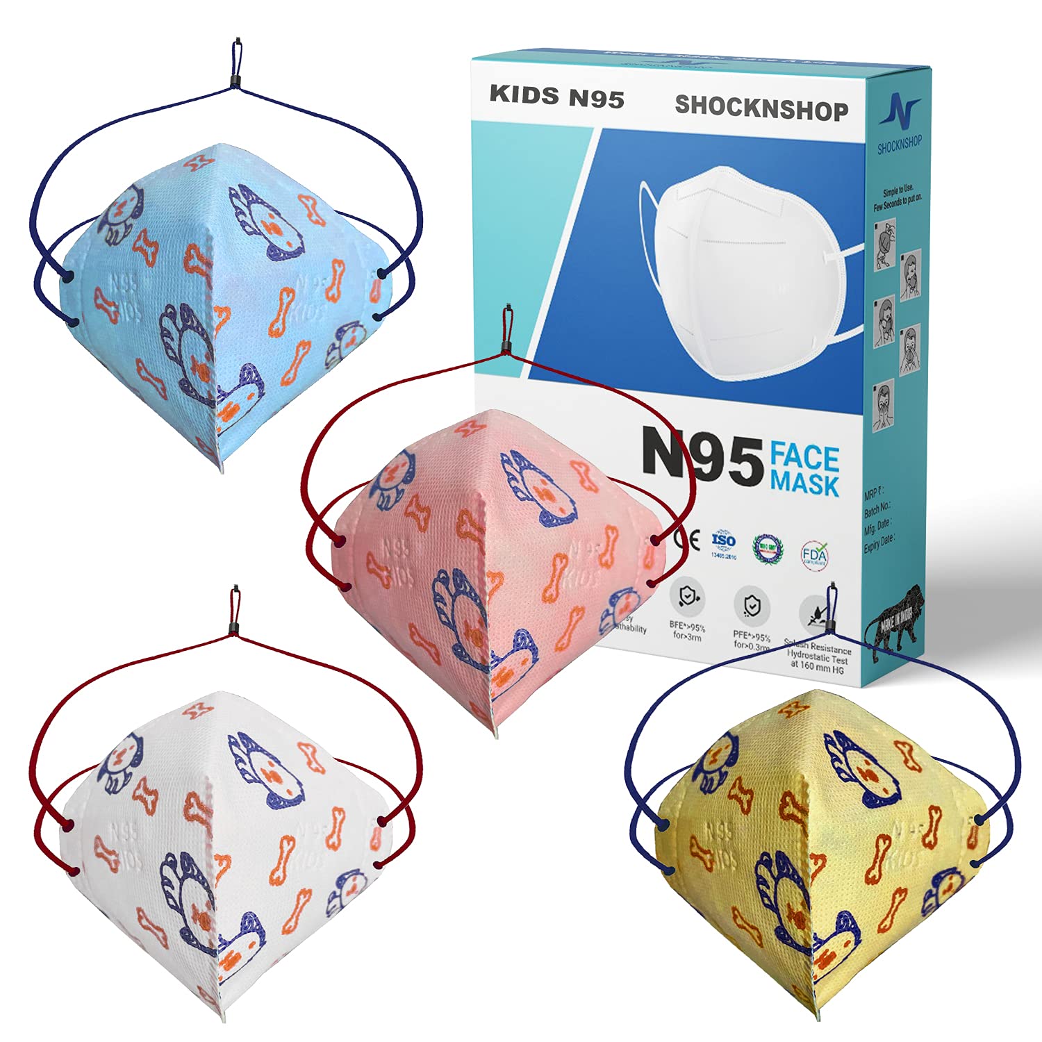 Shocknshop Kids Non Woven Fabric Washable & Reusable 4 Layer Printed N95 Face Mask Without Valve (Pack of 4, Multicolor, Up to 14 Years) (B096VZHZ5D) Amazon Price History, Amazon Price Tracker