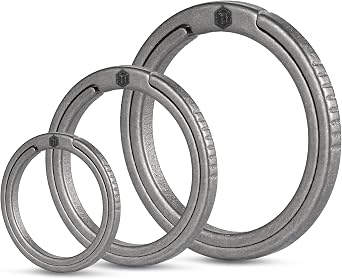 KeyUnity Titanium Flat Key Rings, Side Pushing Split Ring for Key Carabiner Flashlight Knife Dog ID Collar Tag