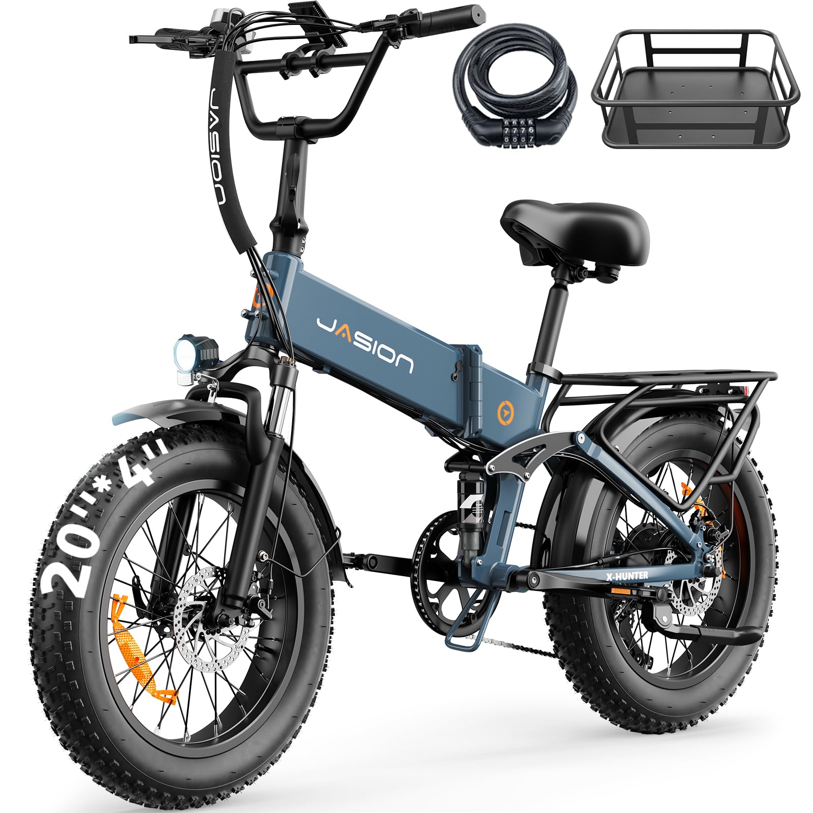 Jasion X-Hunter/ST/PRO Electric Bike for Adults,1800W/1400W Peak 20''Fat Tire Foldable Ebike,Folding E Bike Up to 80/70 Miles Range,720/624WH Removable Battery,30 MPH E Bike,Certified by UL2849