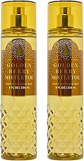 Bath & Body Works Fine Fragrance Mists, Set of 2, 8oz Each Bottle (Golden Berry Mistletoe)
