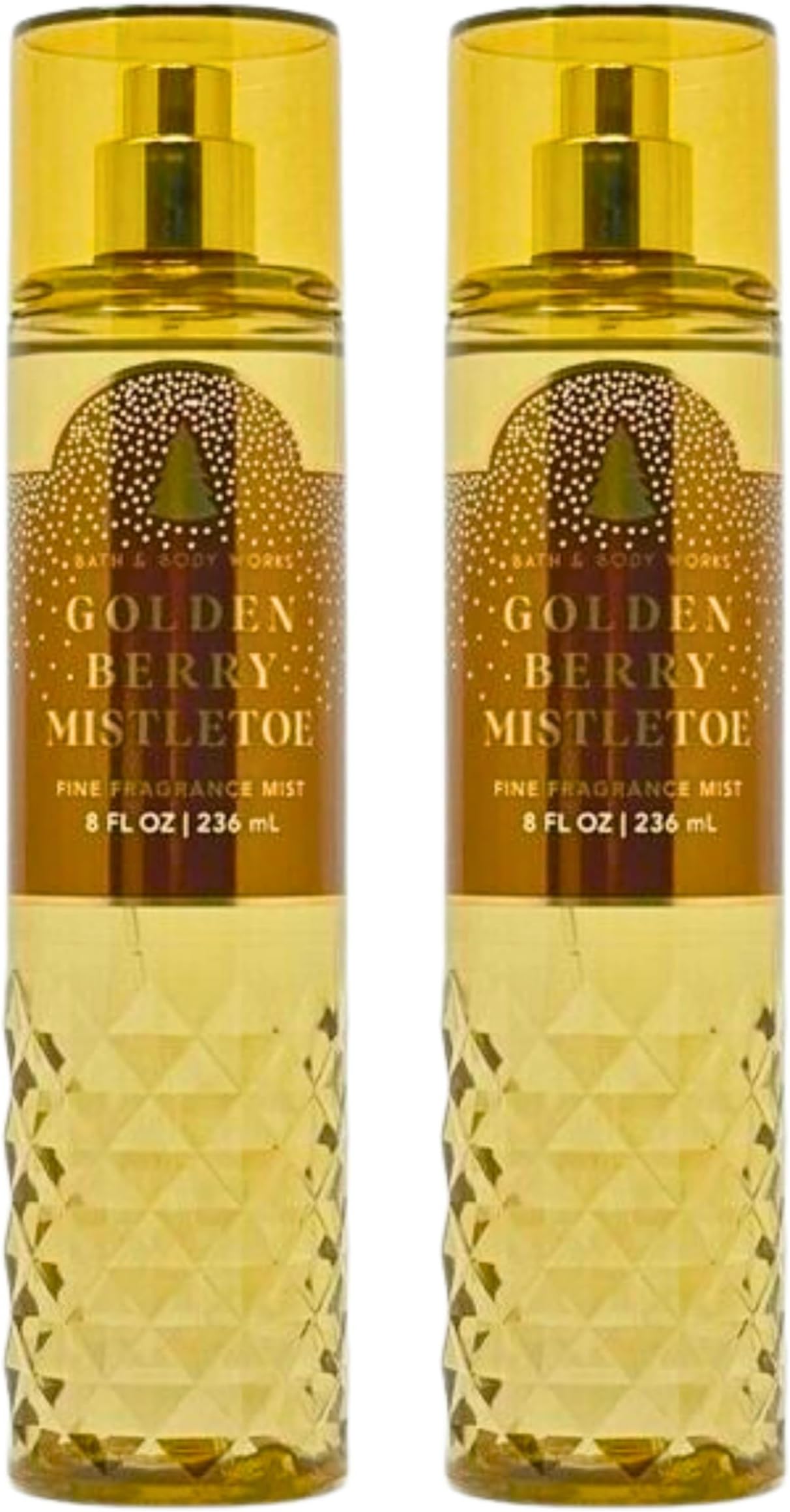 Bath & Body Works Fine Fragrance Mists, Set of 2, 8oz Each Bottle (Golden Berry Mistletoe)