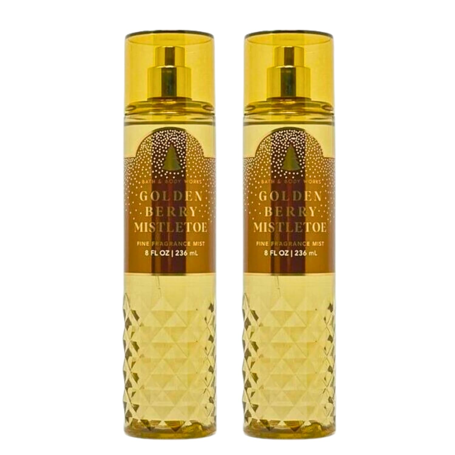 Bath & Body Works Fine Fragrance Mists, Set of 2, 8oz Each Bottle (Golden Berry Mistletoe)