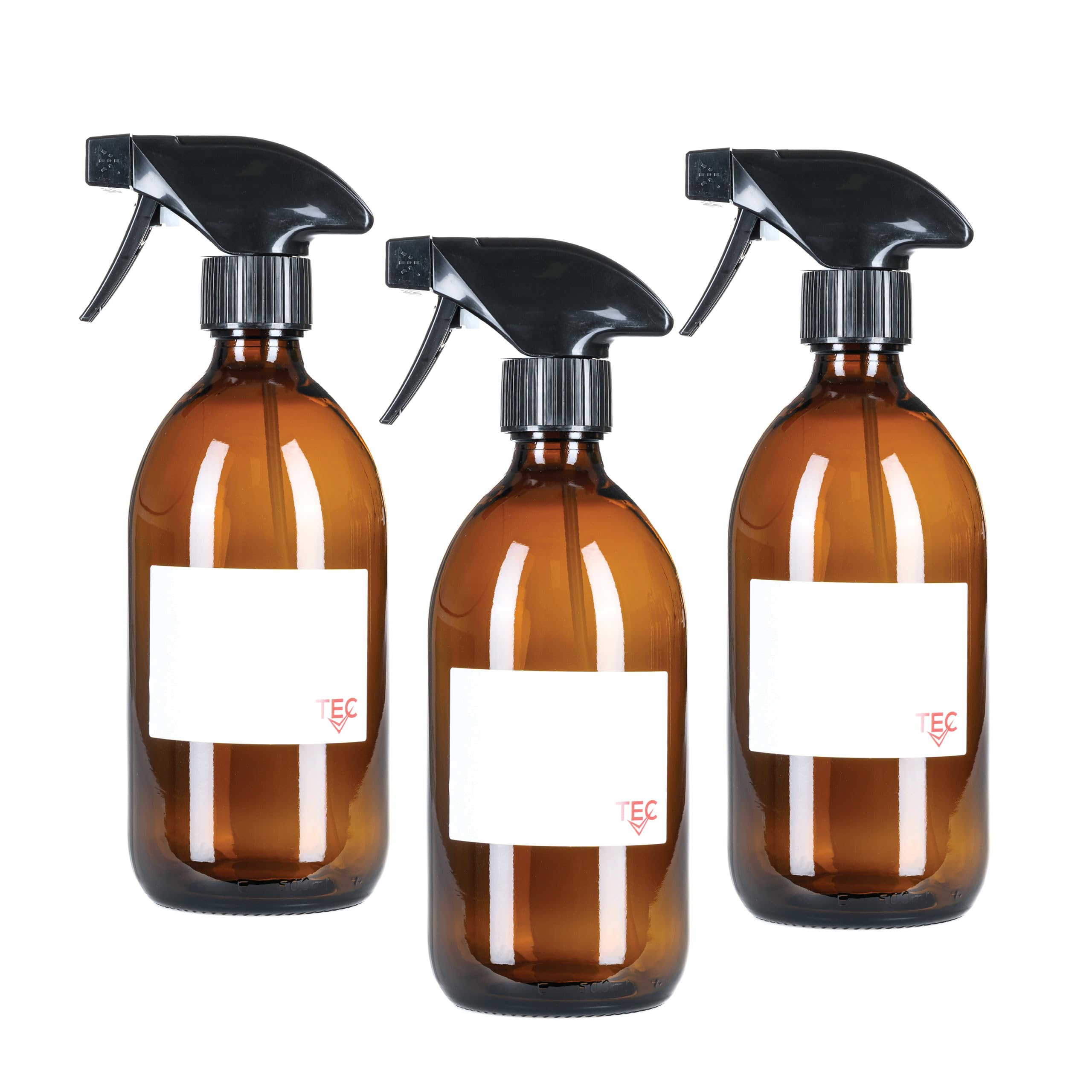 TEC 500ml Spray Bottle Amber Glass 65% Recycled UK Made for Cleaning and Hair Water Oil Gardening Mist Essential Oils Recyclable with Labels Wrapped in Sustainable Paper (3)