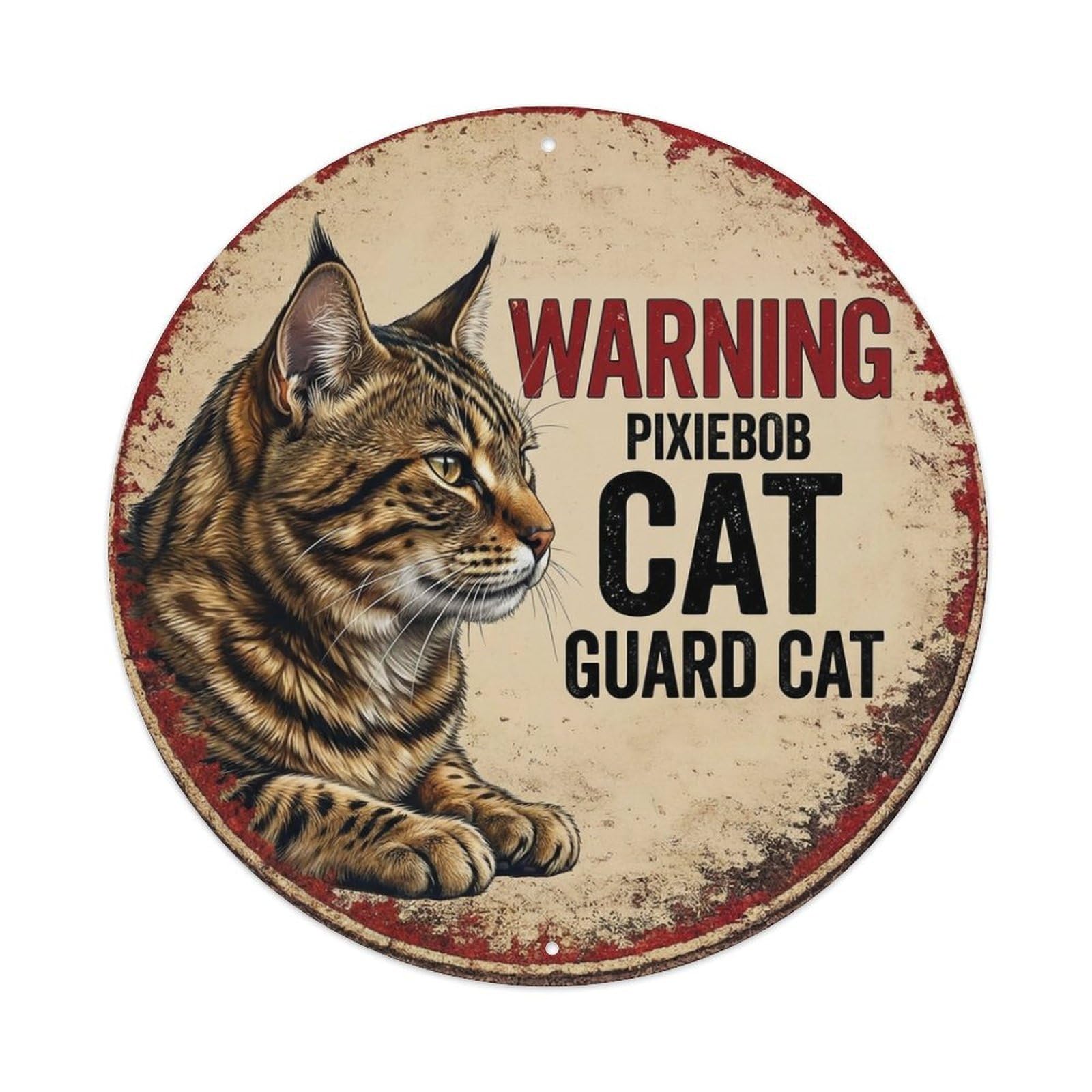 Tgrcjimh Style Metal Tin Sign Vintage Warning Pixiebob Cat
