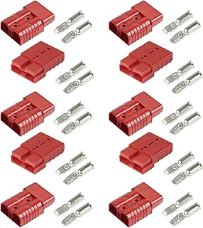 efuturetime 10 Piezas. Conector Anderson 50A 600V, Conector de Batería de Desconexión Rápida, Conector de Alta Corriente para Coches, Caravanas, Barcos, Sistemas Solares, Rojo