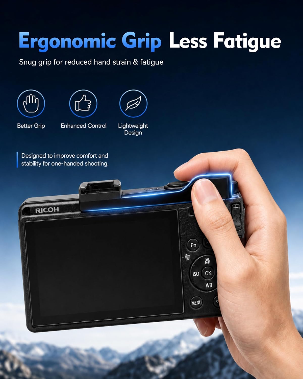 Metal Thumb Grip for Ricoh GR IV / GR4 / GR IV HDF Camera | Hot Shoe Thumb Rest, Aluminum Ergonomic Grip, Secure One-Hand Shooting & Hot Shoe Protection