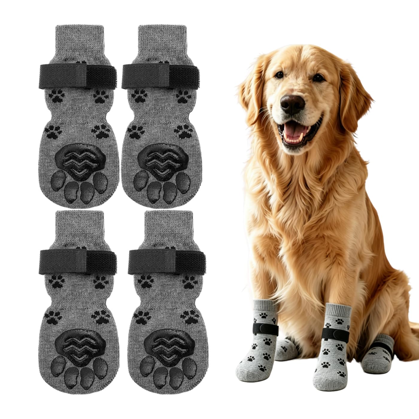 Anti-Slip dog Shoes,2 Pairs,Dog Paw Protectors Suitable for Dogs Walkings