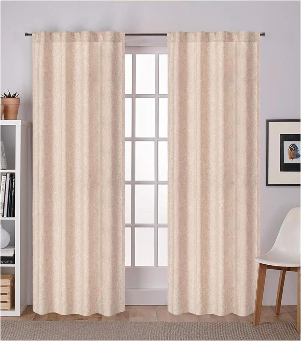 Natural Flax Linen Drapes Set of 2-50x108 Inch Length, Linen & Cotton Mix Curtains - Drapes for Living Room & Bedroom – Panels for Privacy & Light Control - Elegant Rustic to Modern Home Décor Style