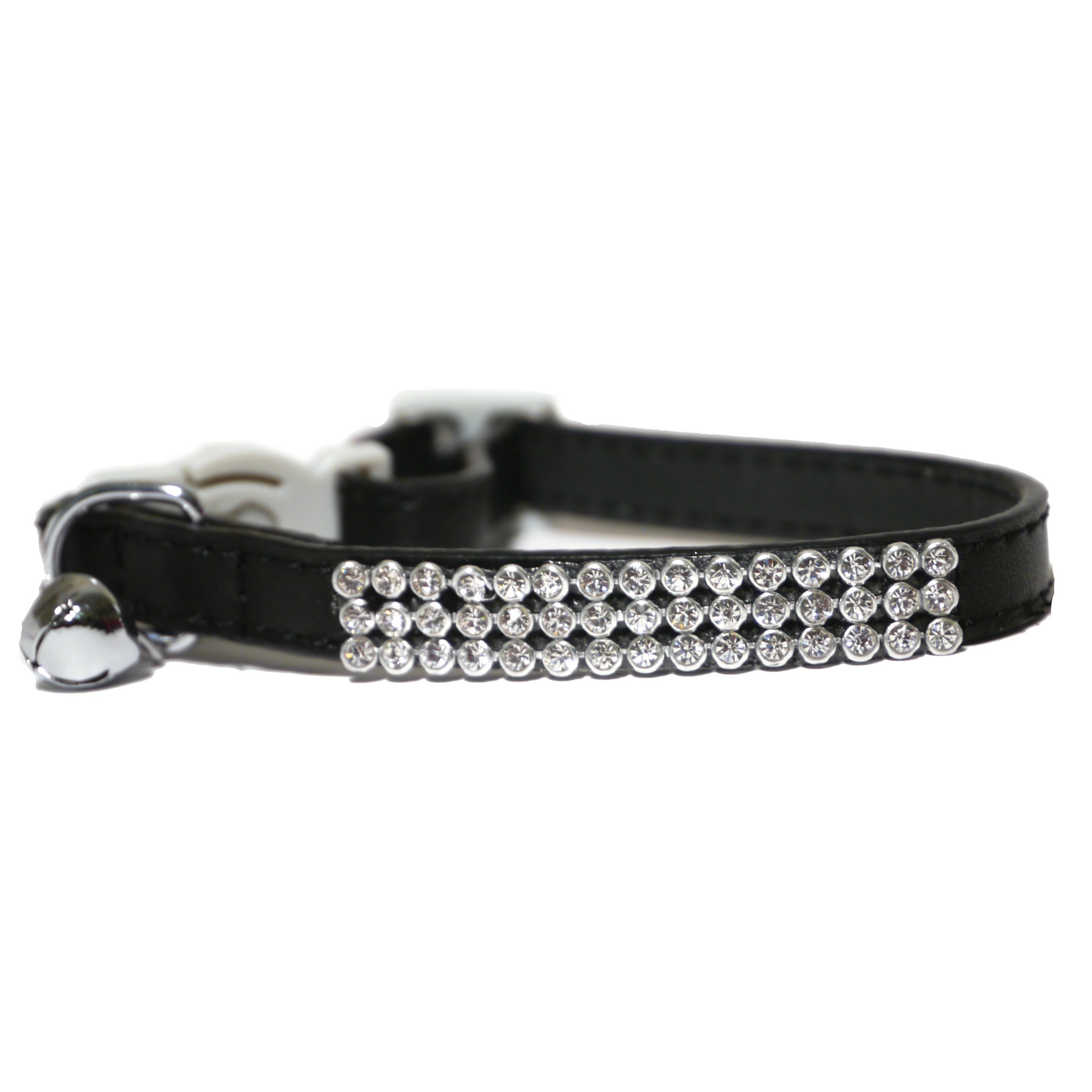Rosewood Designer Cat Collar, Black with Silver Diamante, Breakaway Quick Release, Adjustable Safety Collar for Cats & Kittens, Sparkly Fashion Cat Collar
