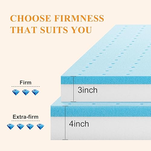 Miniatura 8 de Maxzzz Cubrecolchón firme de 3 pulgadas, tamaño matrimonial, extra firme, de espuma viscoelástica, de espuma de alta densidad para dolor de espalda