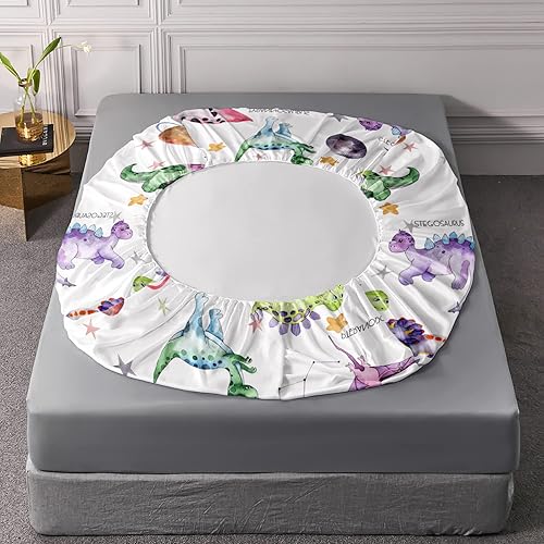 Miniatura 4 de CVHOUSE Juego de sábanas bajeras y ropa de cama de dinosaurio, tamaño matrimonial, 1 sábana encimera y 1 sábana bajera con 2 fundas de almohada, 4