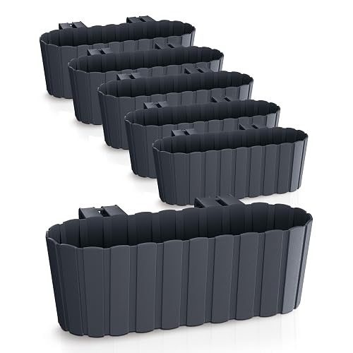 Spetebo Lot de 6 jardinières de balcon avec support -