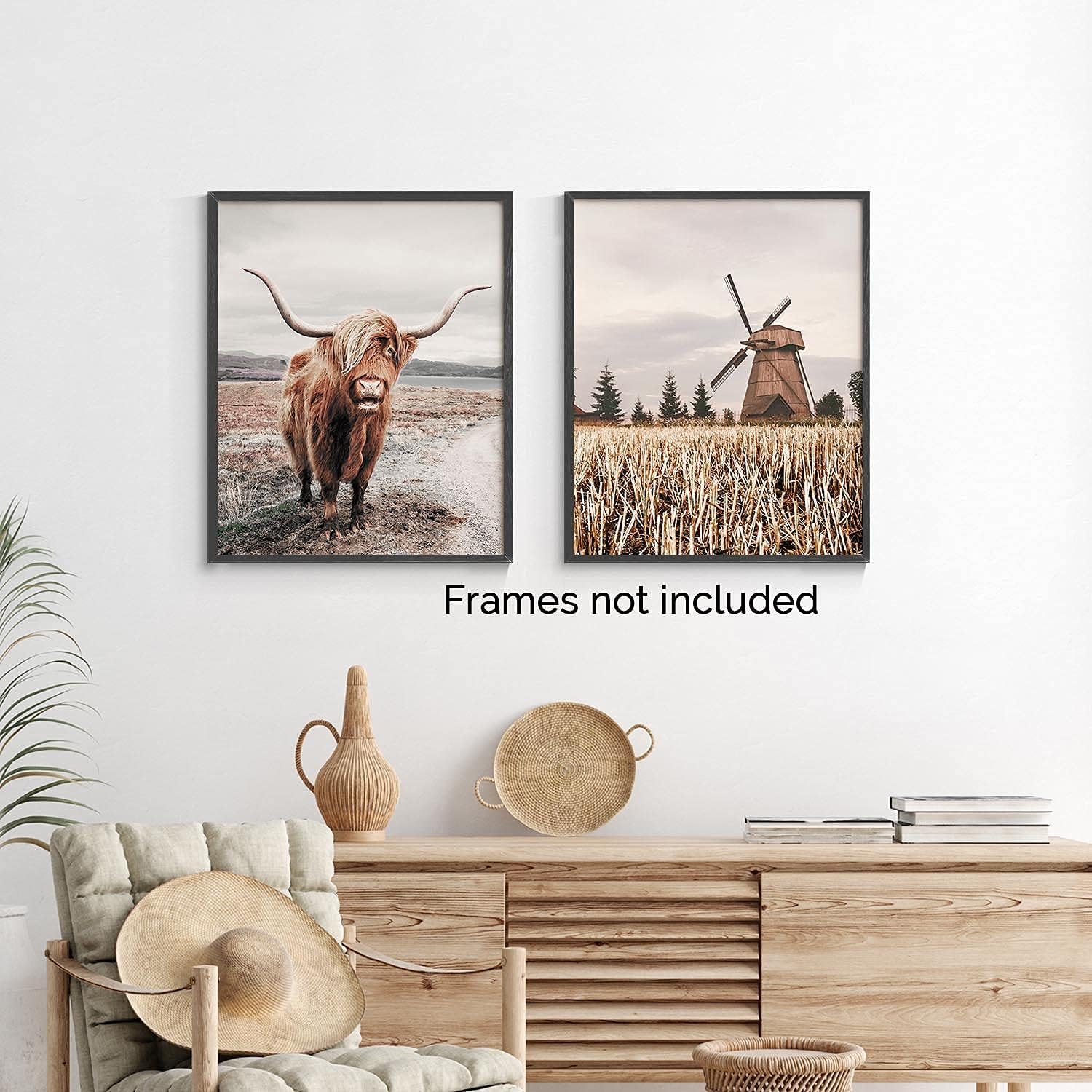 InSimSea Highland Cow Wall Art Prints, Farmhouse Wall Art Posters, Western Decors for Bedroom, Set of 6, 8x10 Inch, UNFRAMED: Posters & Prints