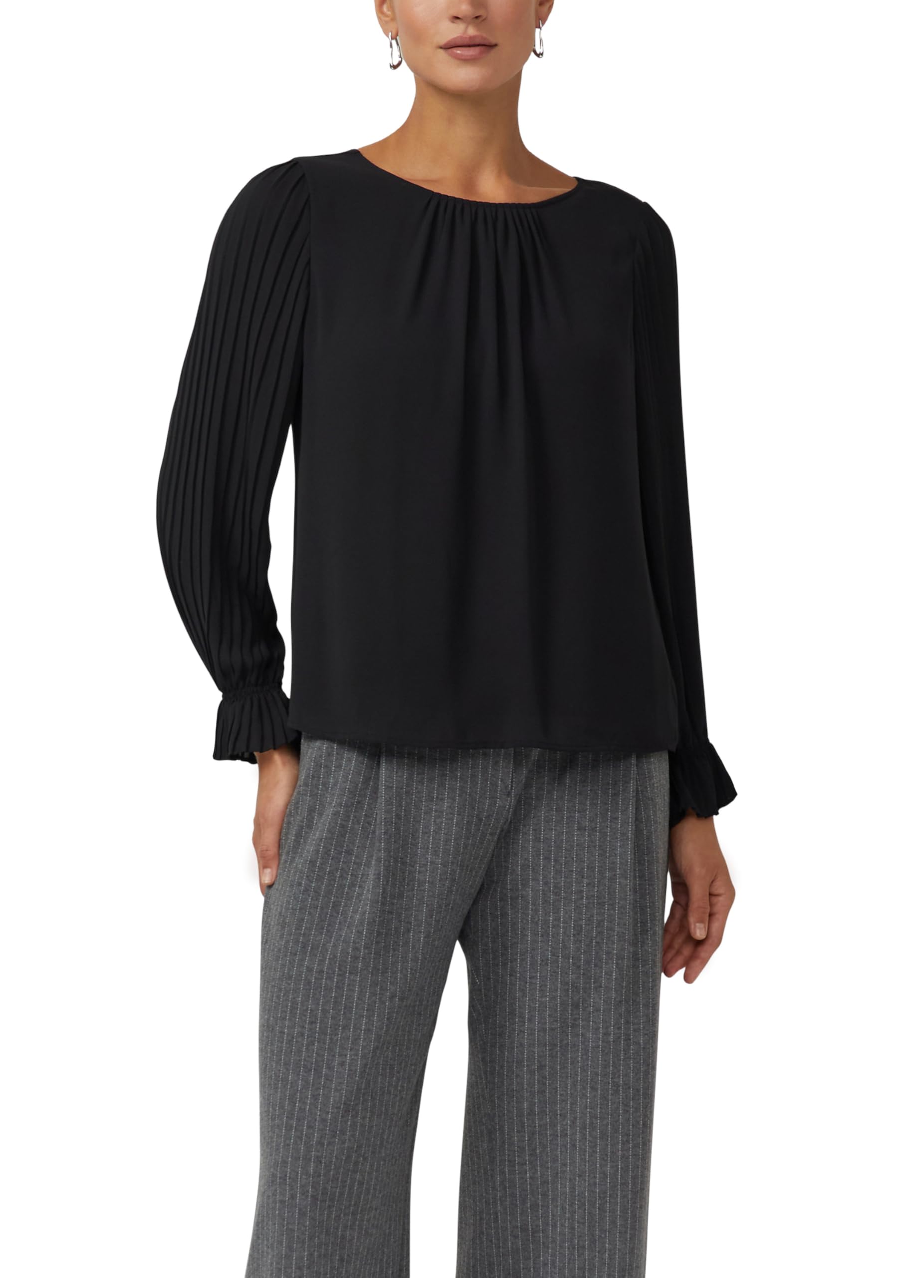 s.Oliver Damen Festliche Bluse mit Plissee-ärmeln Bluse Langarm