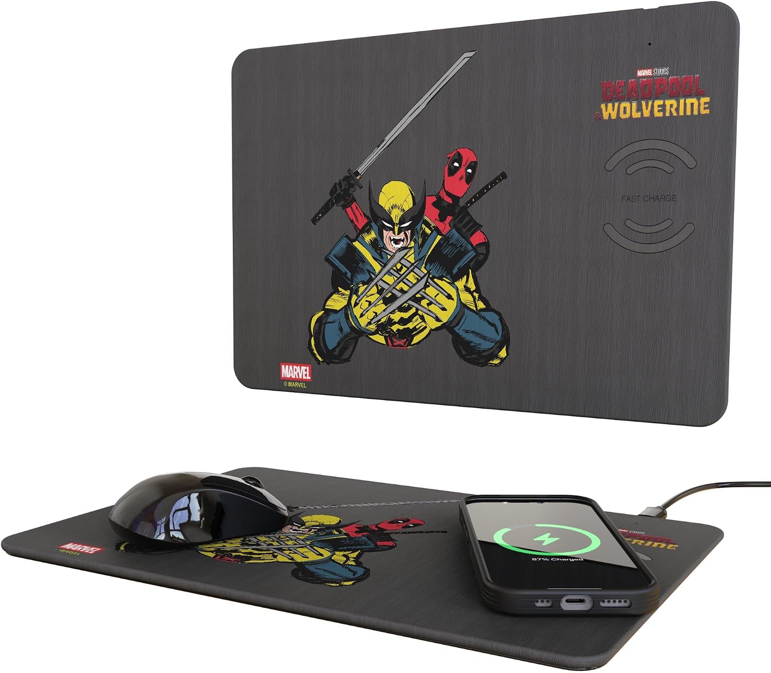 Marvel Ladypool Badge 15-Watt Wireless Charger and Mouse Pad