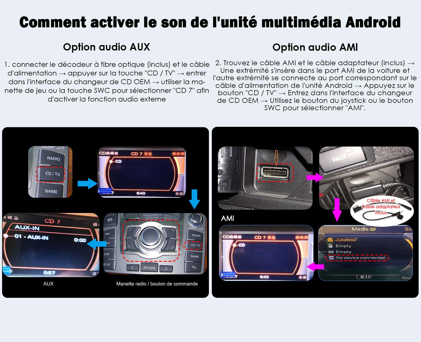 Android 16 Qualcomm 8 cœurs 4 Go 64 Go Autoradio Stéréo pour Audi A6 Système MMI-2G-HIGH, Compatible GPS, Carplay sans Fil, écran IPS 8,8 Pouces SWC WiFi DSP Dab+ Bluetooth 5.1 Canbus OEM Radio