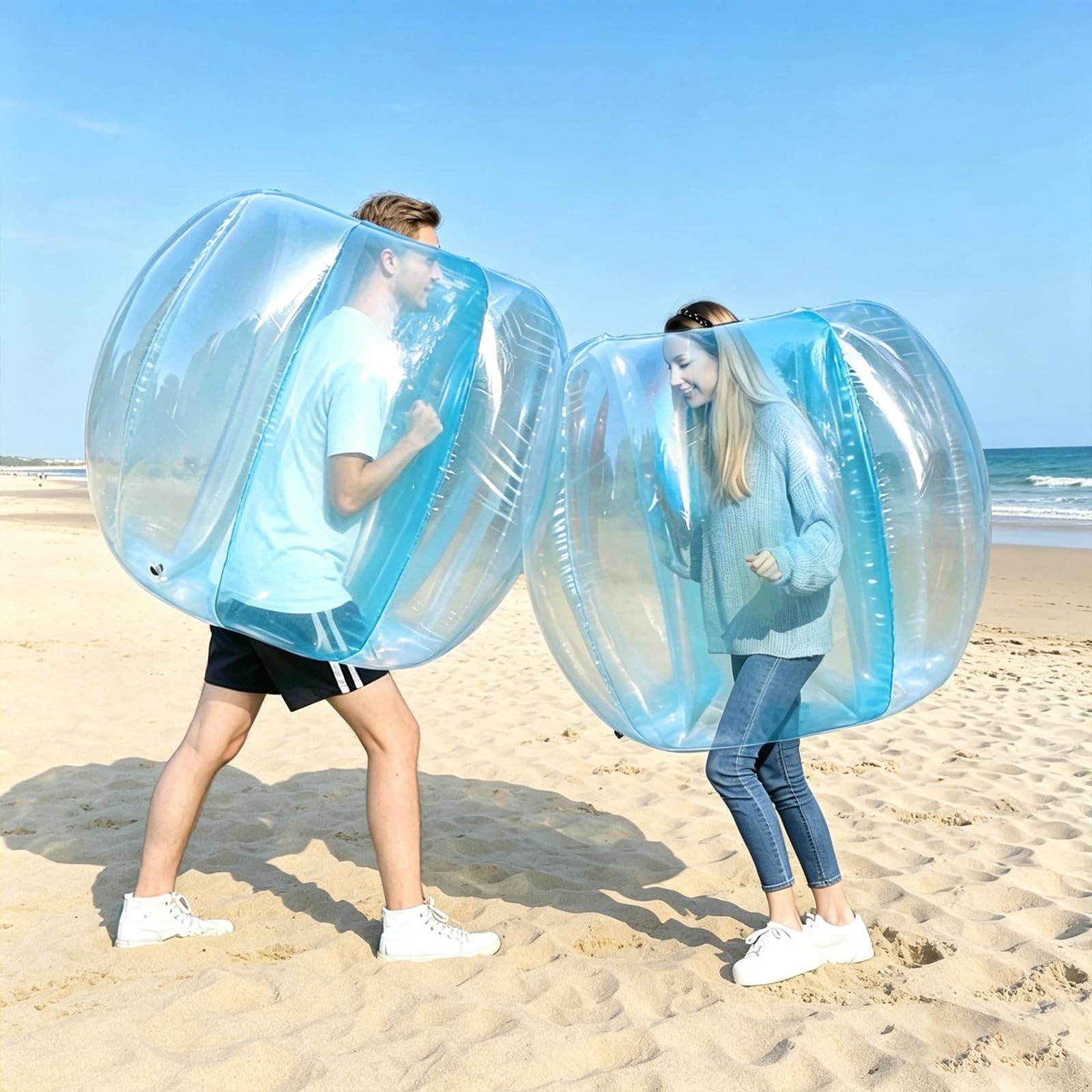 Wodesid Inflatable Bumper Balls for Adults Human Hamster Balls for Adults for Outdoor Team Gaming Play (White)