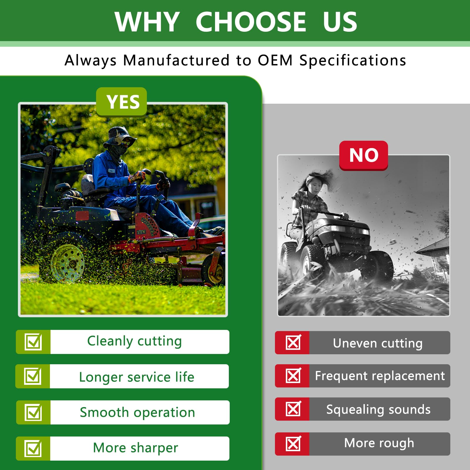Paquete de 3 cuchillas de cortacésped sustituyen a 117-7277-03 compatible con la plataforma de corte de tiempo HD de 48 pulgadas (elevación alta)