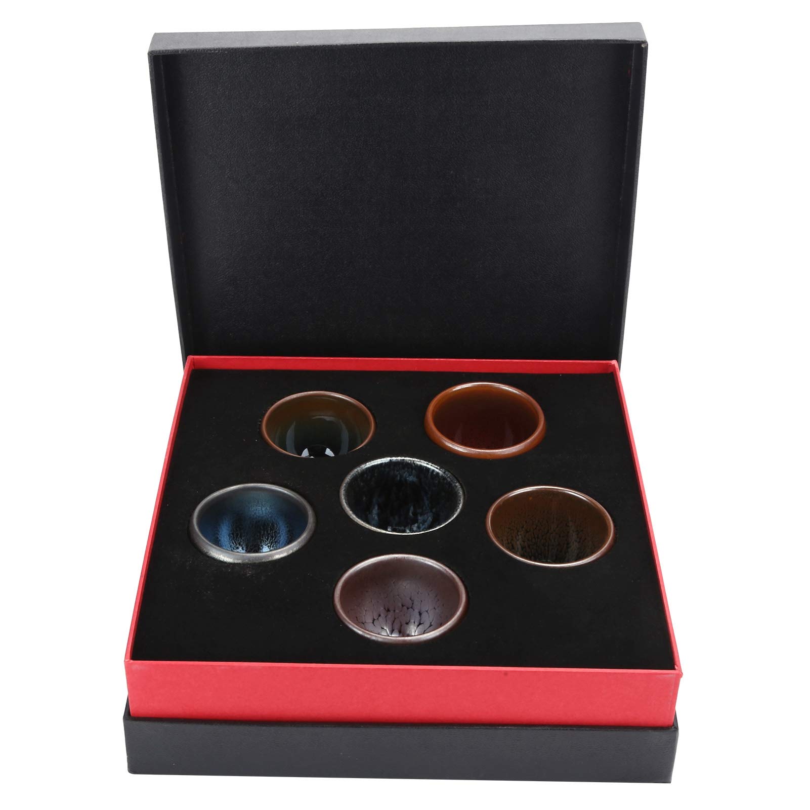 SEAFRONT Flambed Glazed Ceramic Tea Cups, 6 Szt (sześciokolorowy kubek)