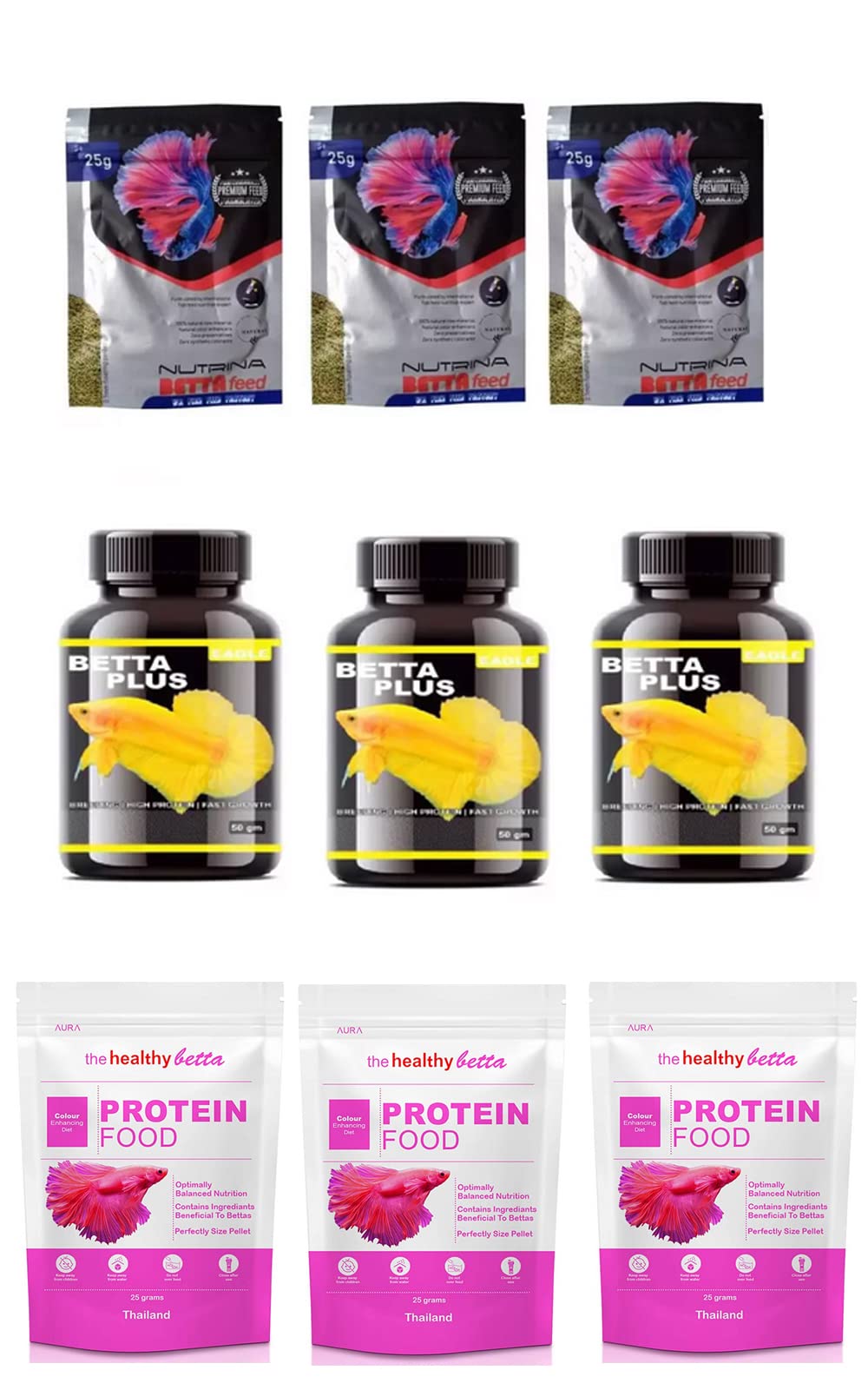 Betta Fish Foods Economical Combo Set of Aura Eagle and WA Nutrina Betta Total 9 Nos by RichBay (B09QQSL4S2) Amazon Price History, Amazon Price Tracker