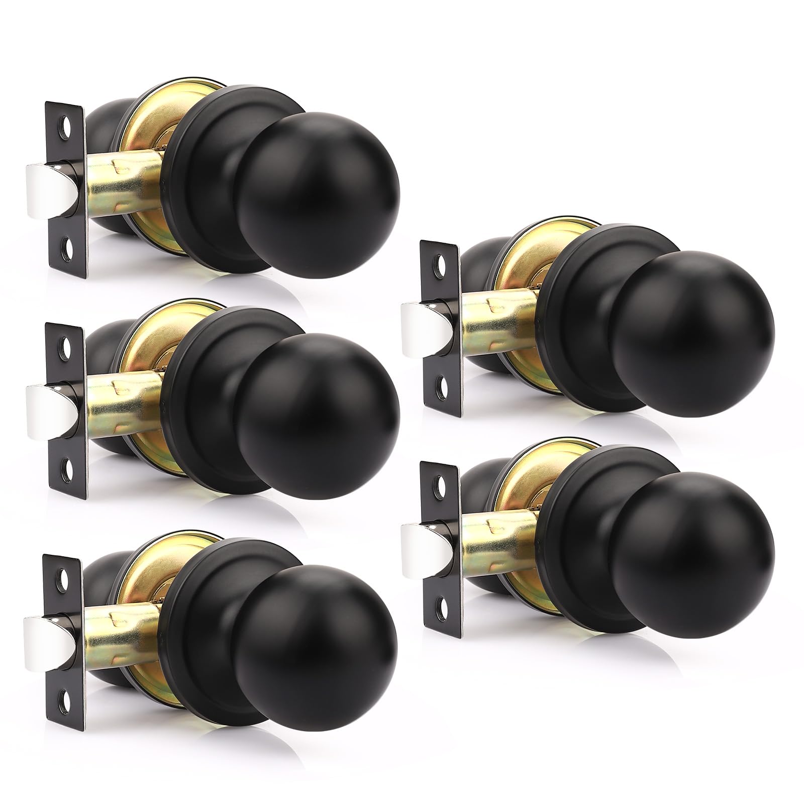 Matte Black Keyed Entry Door Knobs - 2 Pack -28