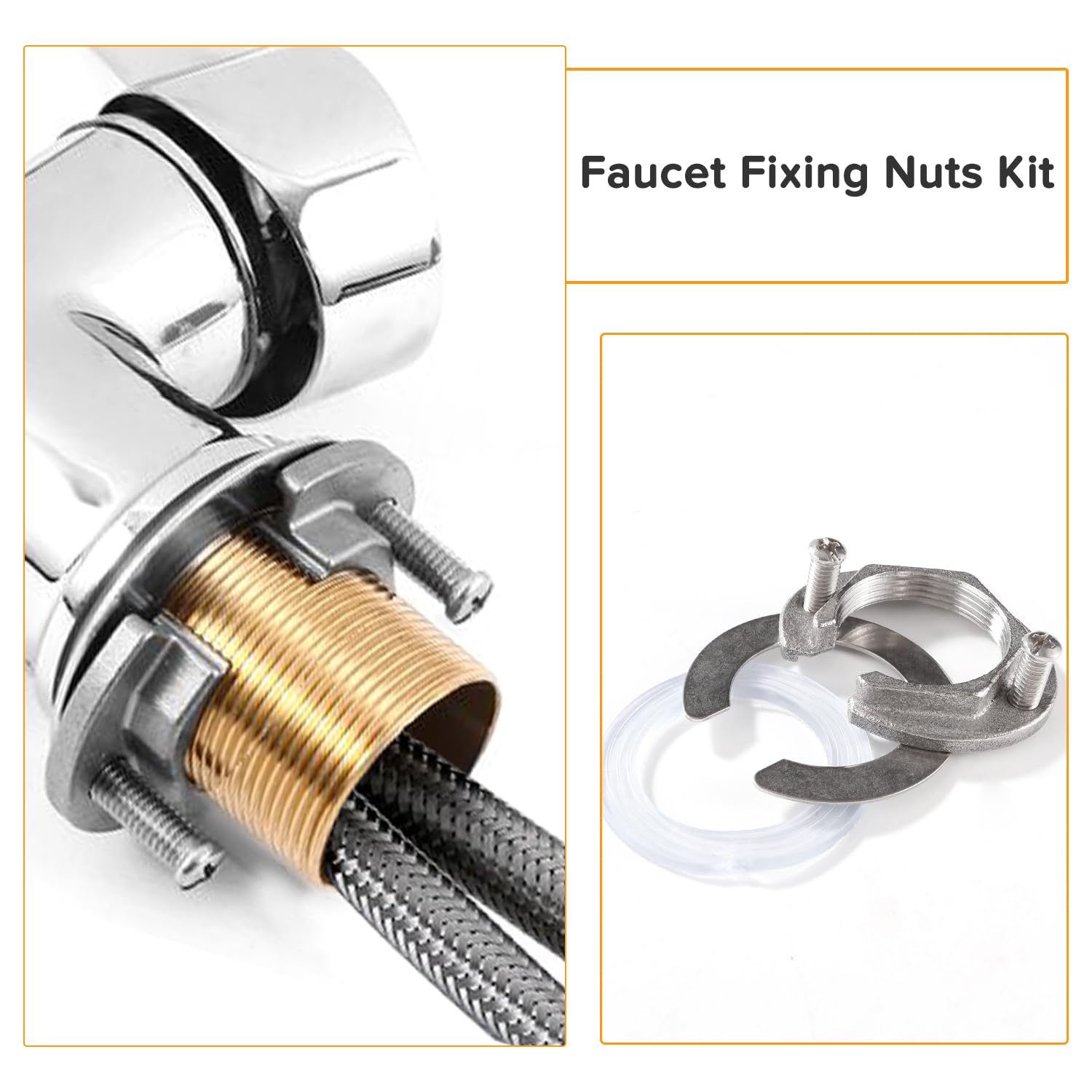 31mm Kit de Tuercas de Fijación de Grifo, Kit de Fijación de Grifo, para Grifos de Agua Caliente y Fría en Lavabos de Cocina y Baño, Acero Inoxidable