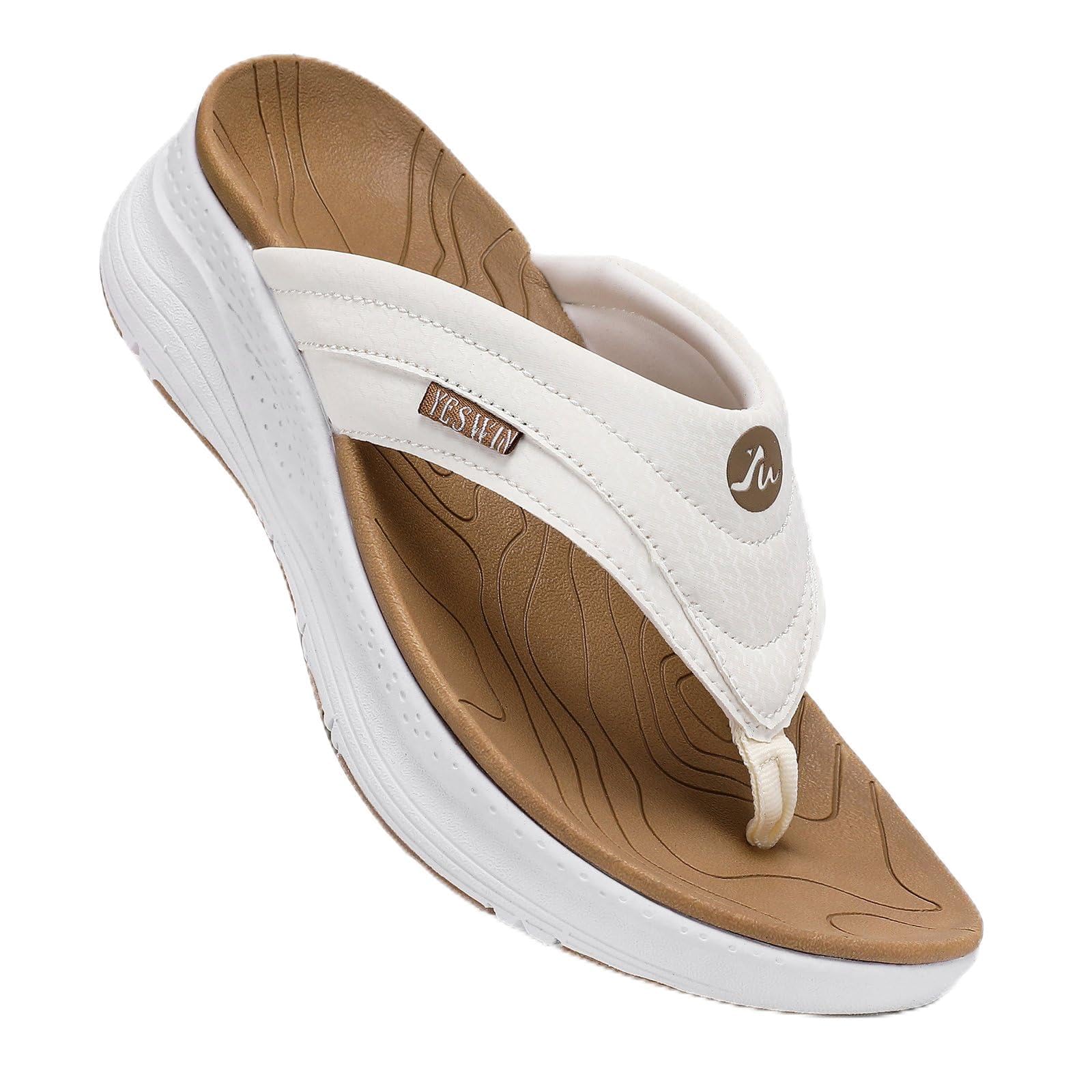 Women's Orthotic Platform Flip Flop with Arch Support Ladies Comfortable Recovery Thong Sandals