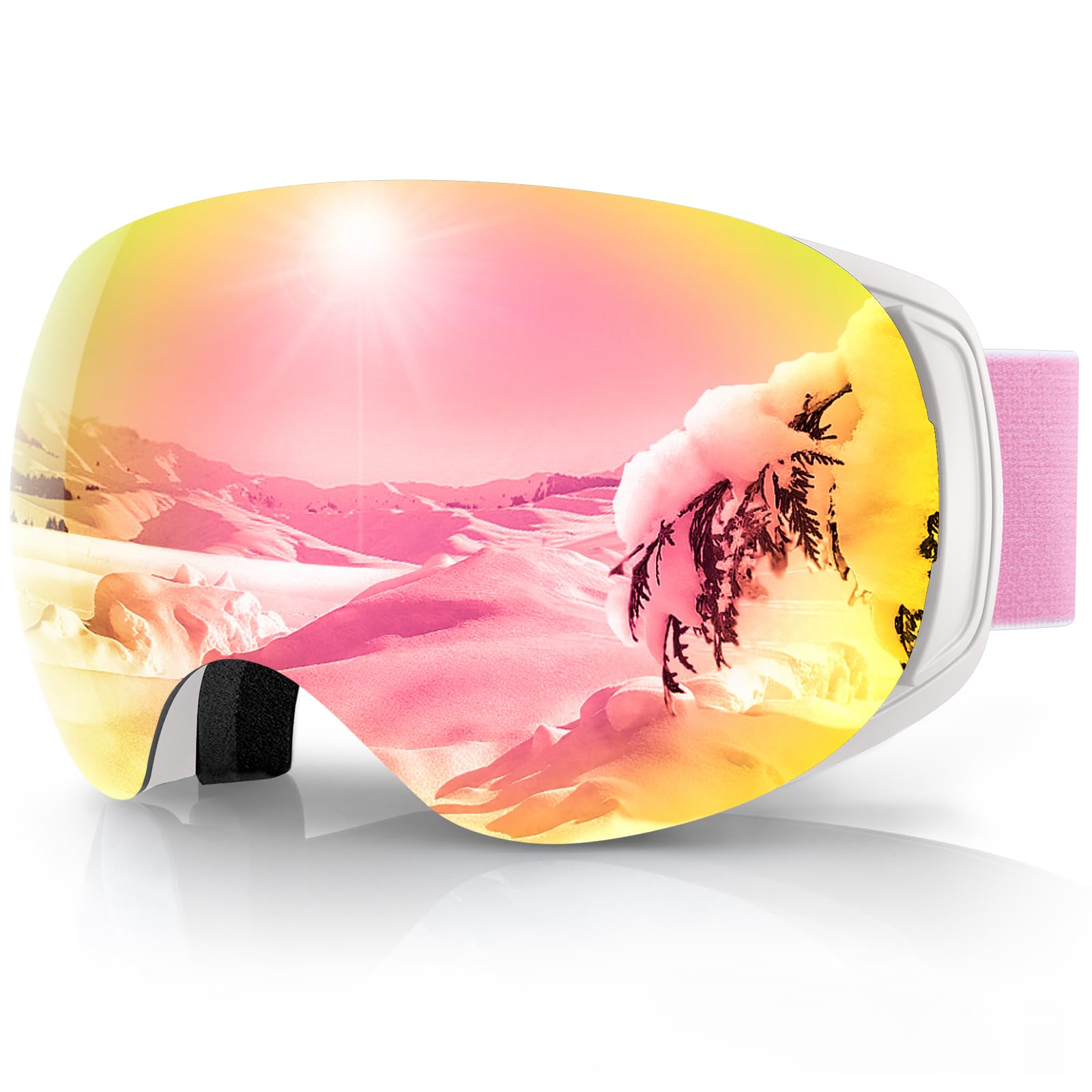 findway Ski Goggles OTG for Women Men Adult Youth-Over Glasses Snow Goggles-Interchangeable Lens,Anti Fog Snowboard Goggles