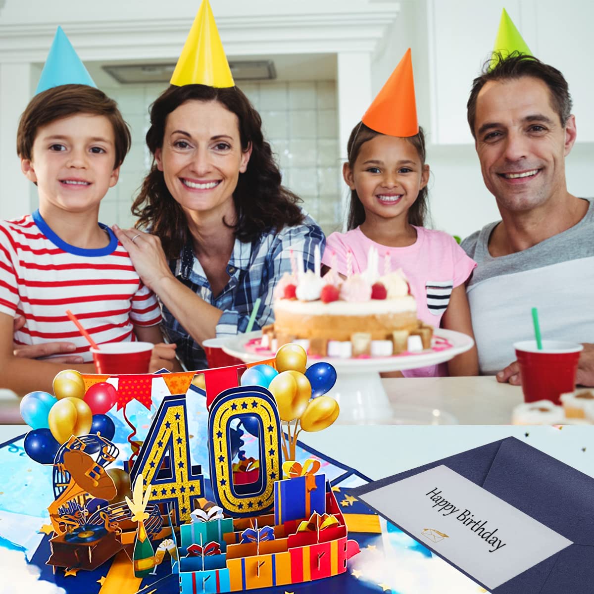 Kartka z życzeniami Urodziny 3d Pop Up Kartki Urodziny 40th Birthday Card dla mężczyzn i kobiet Rodzin Miłośnicy Przyjaciele i Dzieci (A 40)
