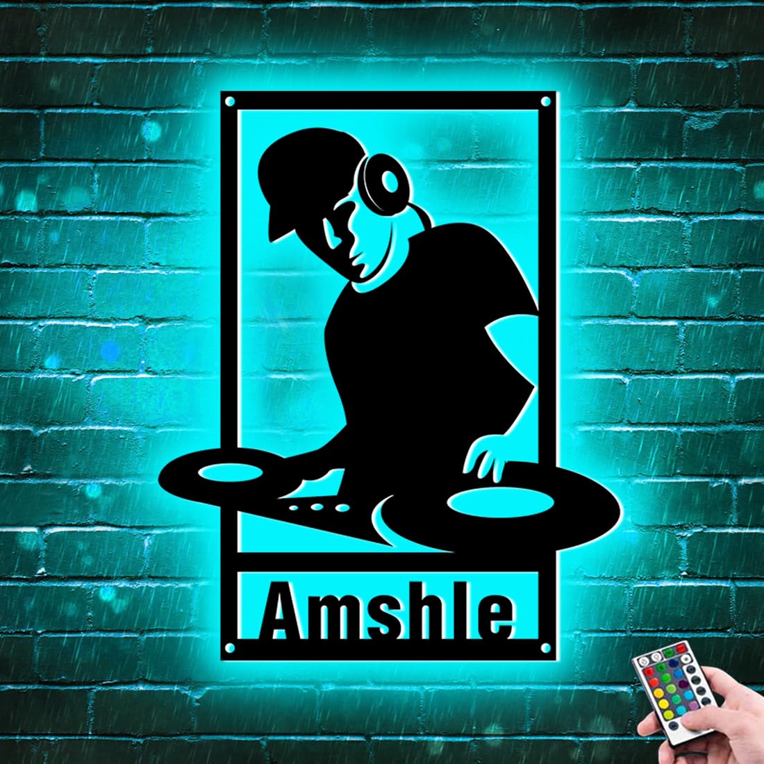 Personalized DJ Disc Music Metal Wall Art, Custom name DJ player Room Decor sign with LED lights, DJ Headphones Led Neon Light,Dj gift, Dj wall