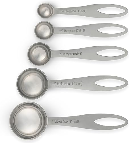 Miniatura 2 de eHomeA2Z Juego de tazas medidoras de acero inoxidable, 4 piezas de metal para utensilios de cocina líquidos secos (1, 5 piezas (cuchara))
