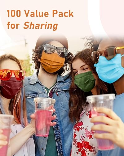 Miniatura 164 de Mascarillas desechables paquete de 100 unidades, 4 capas ASTM nivel 3 grado médico, transpirables para protección al aire libre de adultos, Sinfonía