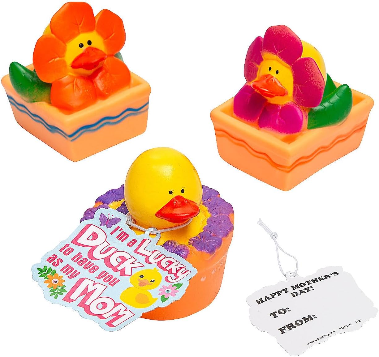 Fun Express Spring Flowers Rubber Ducks with Mother’s Day Card Assortments May Vary