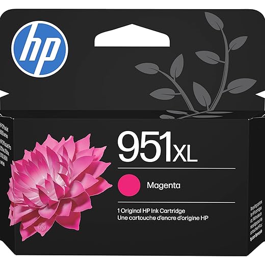 HP 951XL Magenta High-yield Ink Cartridge | Works with HP OfficeJet 8600, HP OfficeJet Pro 251dw, 276dw, 8100, 8610, 8620, 8630 Series | Eligible for Instant Ink | CN047AN