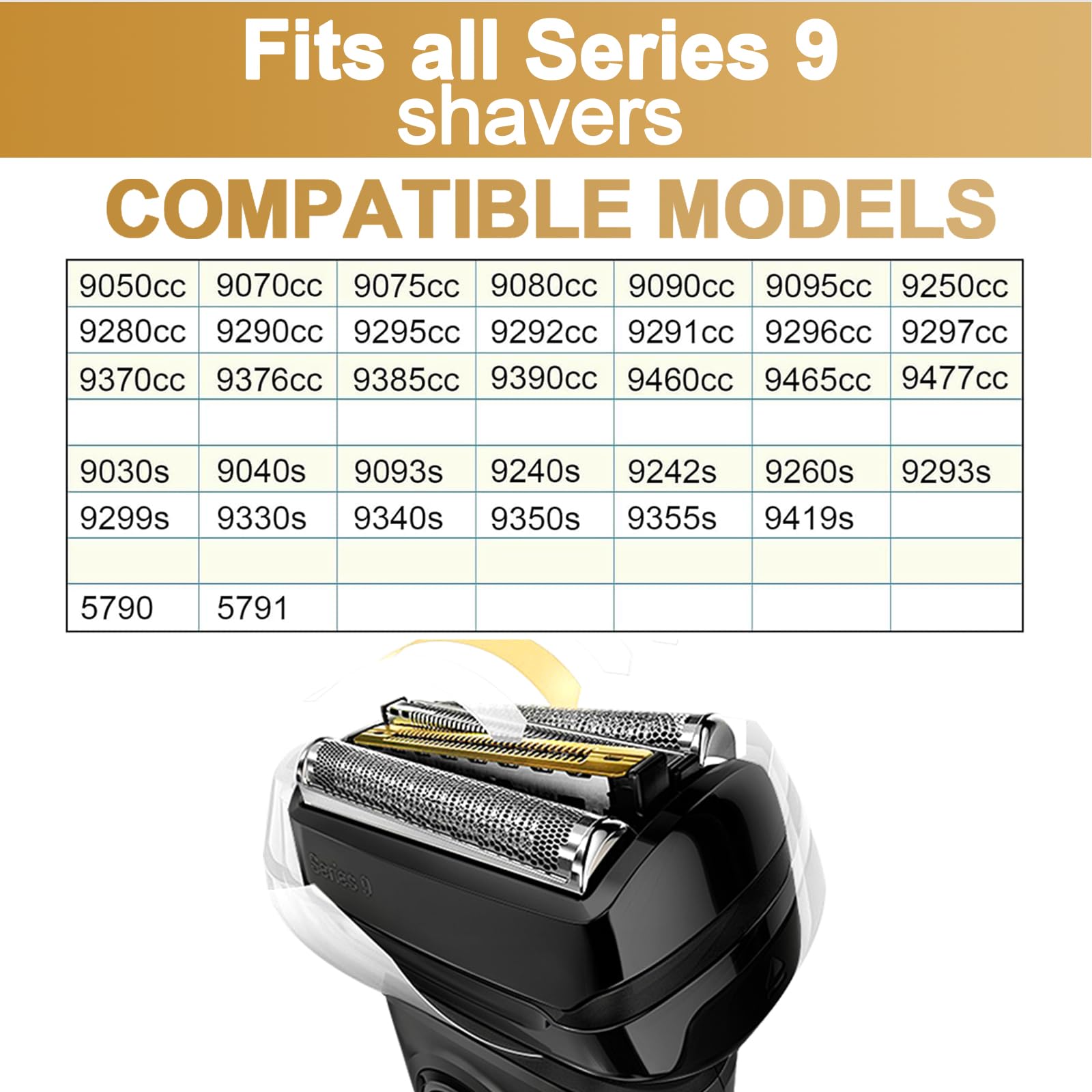 92B Testina Rasoio Serie 9, Testina di Ricambio Serie 9 Ricambio per Rasoio Compatibile Con Series 9 9290cc, 9291cc, 9370cc, 9293s, 9385cc, 9390cc, 9330s, 9296cc