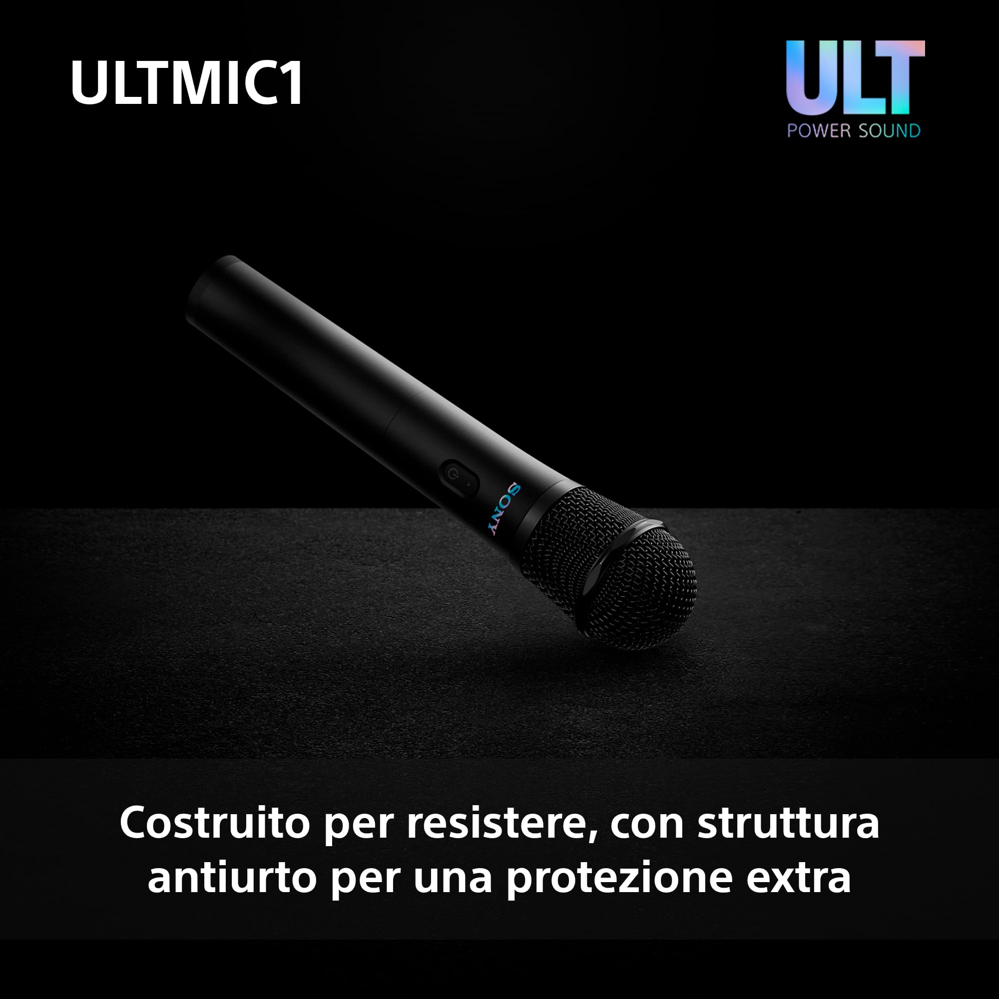 Sony ULTMIC1 - Set di microfoni wireless con 2 microfoni e ricevitore, riduzione avanzata del rumore, Duet Assist, batteria da 20 ore, antiurto, perfetto per la serie ULT POWER SOUND - Black