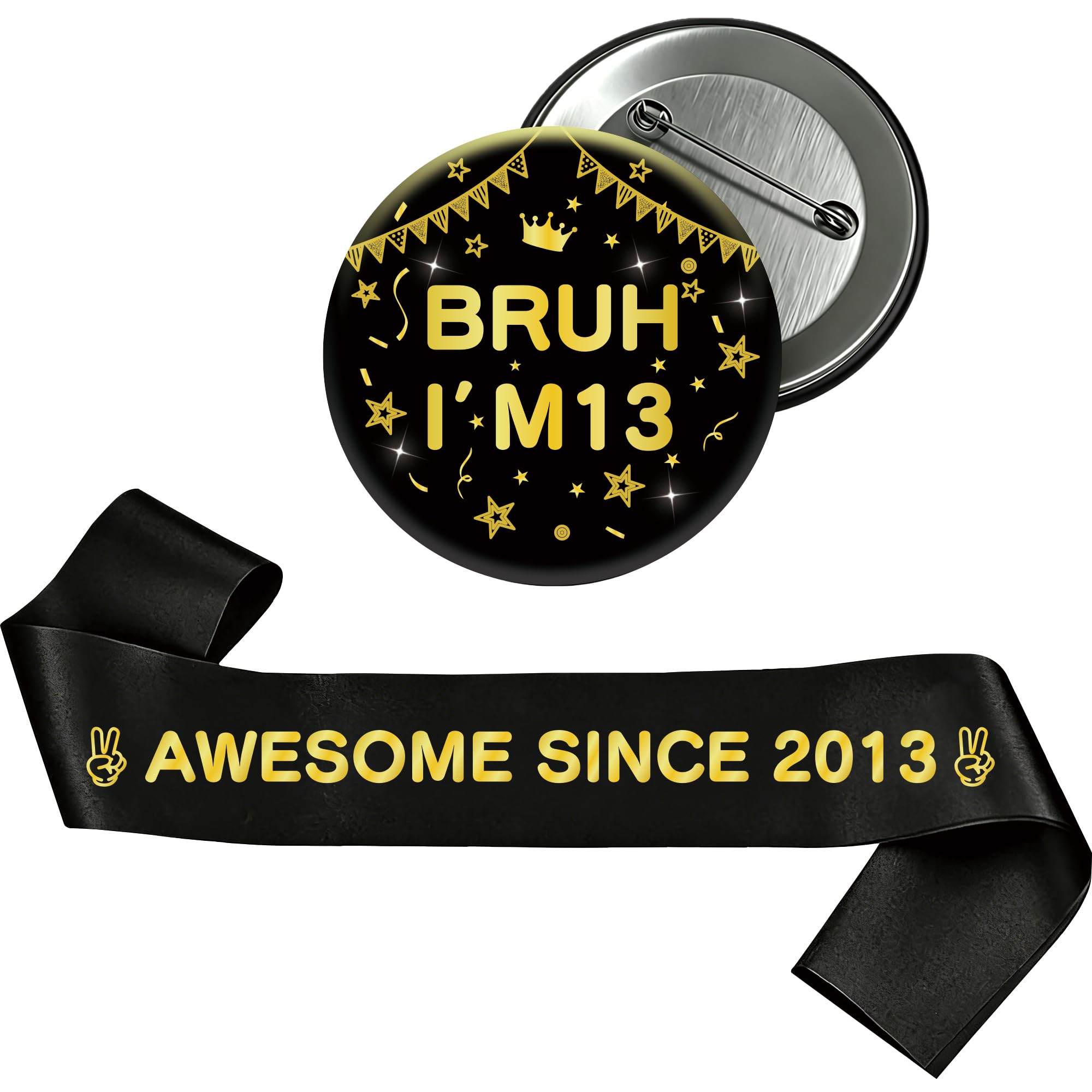 13th Birthday Decorations Badge Sash - Black Gold 2013 Sash Badge Teens