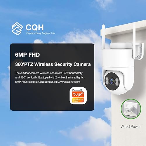 Miniatura 2 de Cámara de seguridad de 6MP para exteriores, cámaras WiFi para grabación de seguridad en el hogar 247, visión panorámica de 360, seguimiento