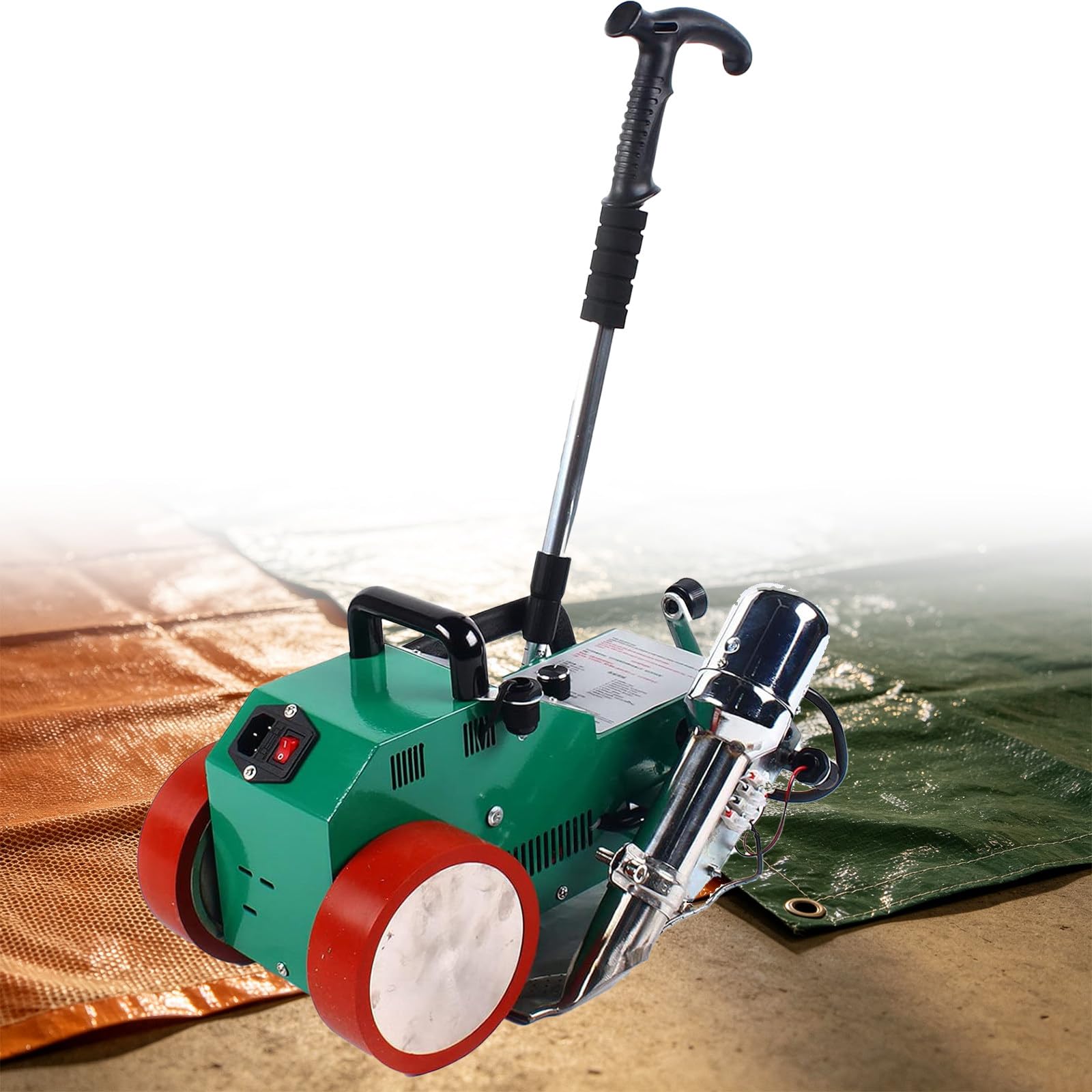 BITYCOW 1800W Automatic Traveling Welder, Hot Air Fabric Working Kit with DC Fan & Positioning Function, 0.2-2mm Welding Thickness, 20-680°C Temp for Edge Processing