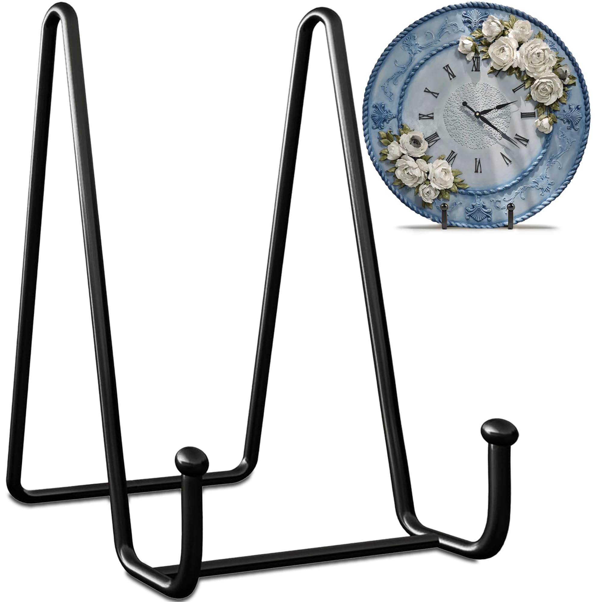 Plate Stands for Display-4 Pack 4 Inch Black Metal- Book Holder & Book Stand for Table, Racks-Trendy & Sturdy Display Stand for Decorative Art Plate, Tablets-Picture Stand for Party Decor