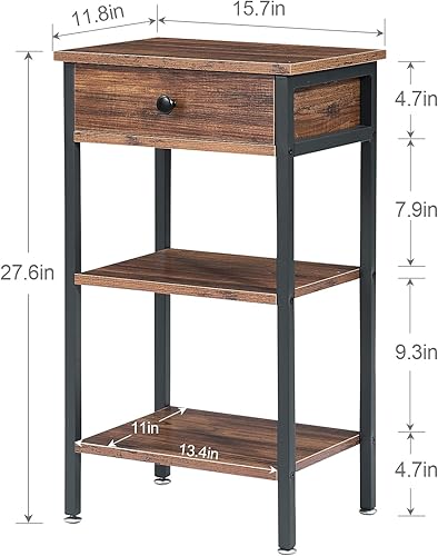 Miniatura 3 de VECELO Mesita de noche, mesa auxiliar moderna con espacio de almacenamiento y cajón, mesitas de noche X-Design para sala de estar, dormitorio,