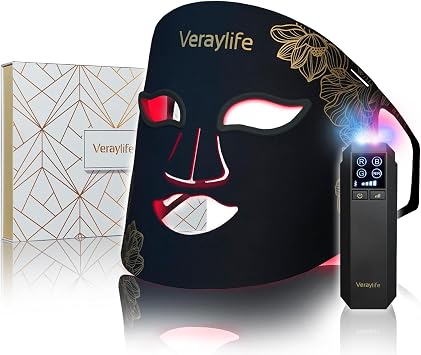 Red Light Therapy for Face, LED Facial Mask, Skin Care Light with Near Infrared 850nm & Adjustable Blue Light, Portable Home Device with 7 Colors & 8 Modes, 432 Beads Pro LEDs Black-F