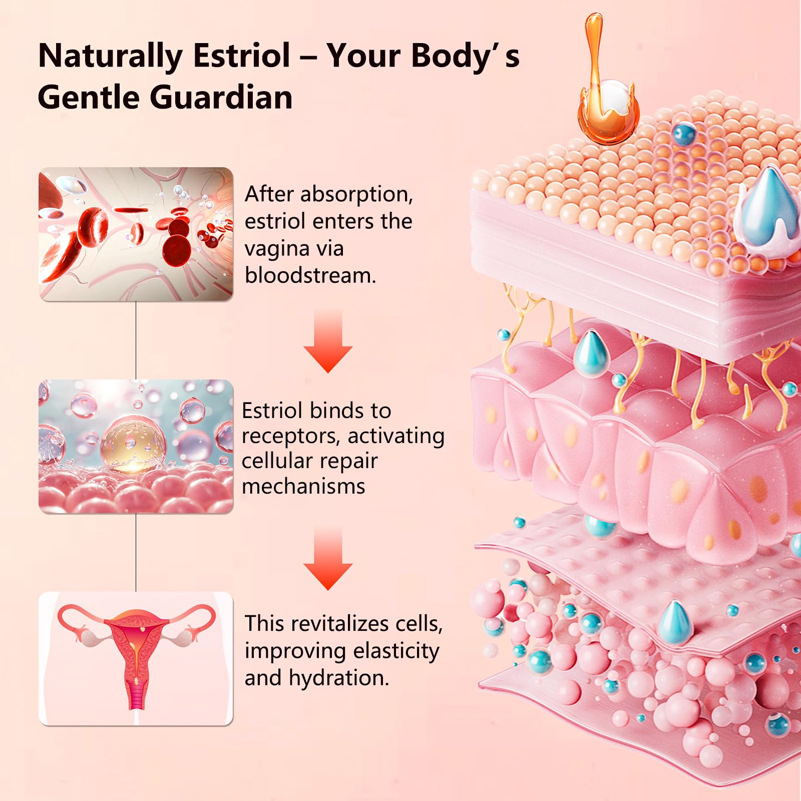 Estriol Peach Cream for Women's - Menopausal Hormone Balance Natural Bioidentical Estrogen Silky Cream for Relief Menopausal Vaginal Dryness & Vulva Itch 1 fl. oz(2 Month Supply)
