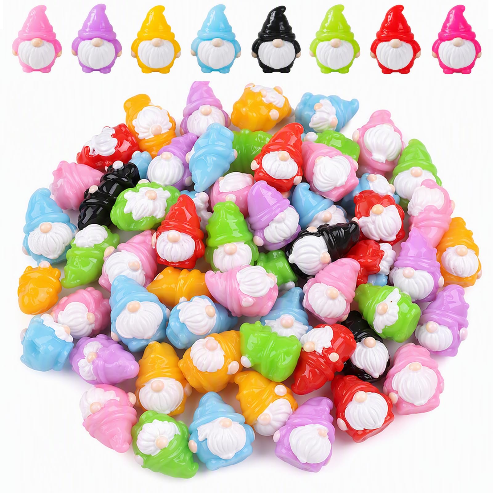 Wndgh 70Pcs Mini Resin Gnomes, 7 Styles Garden Ornaments